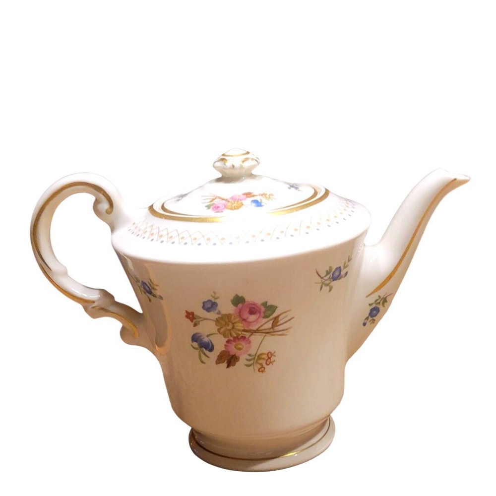 Syracuse China Old Ivory Teapot Floral Gold Trim Elegant Porcelain